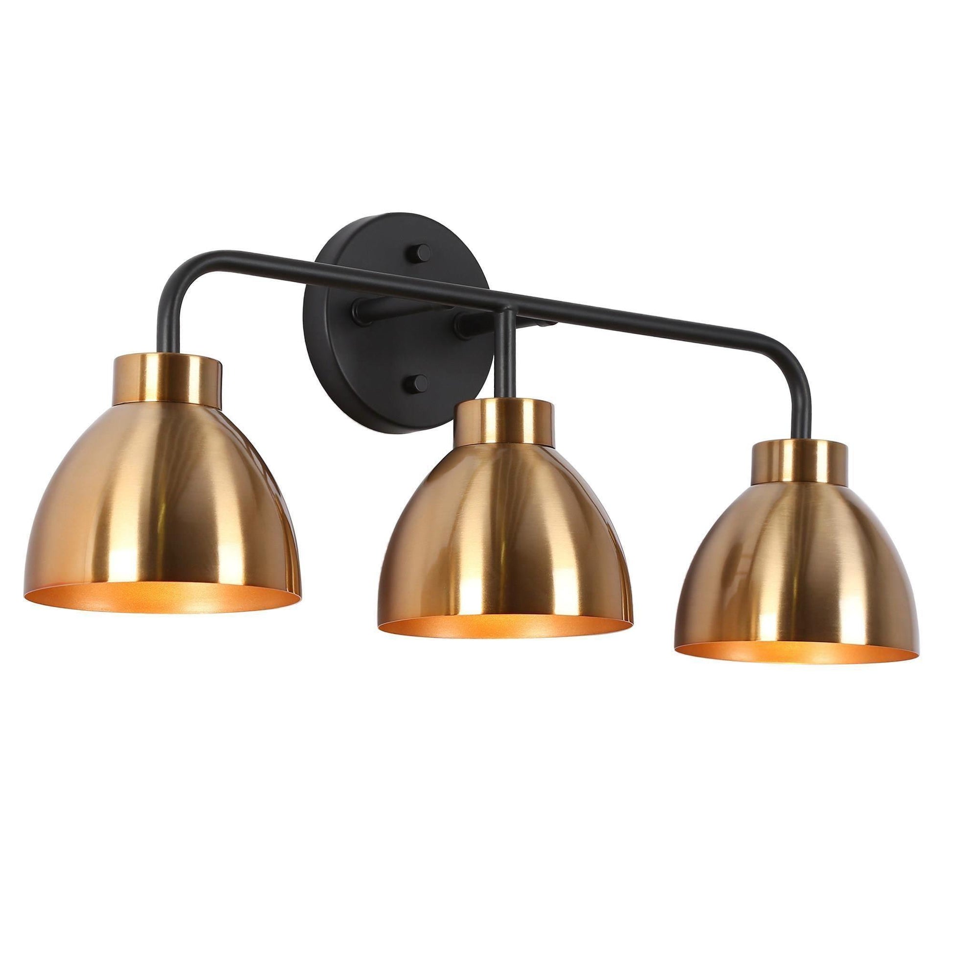 3-Light Black and Gold Bathroom Vanity Lights - Belles Lighting