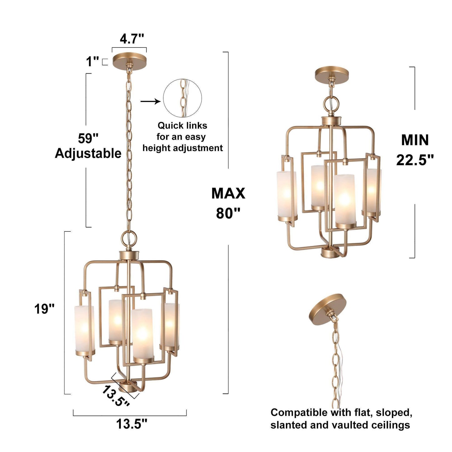 Xylinthia 4-Light Mini Gold Chandelier