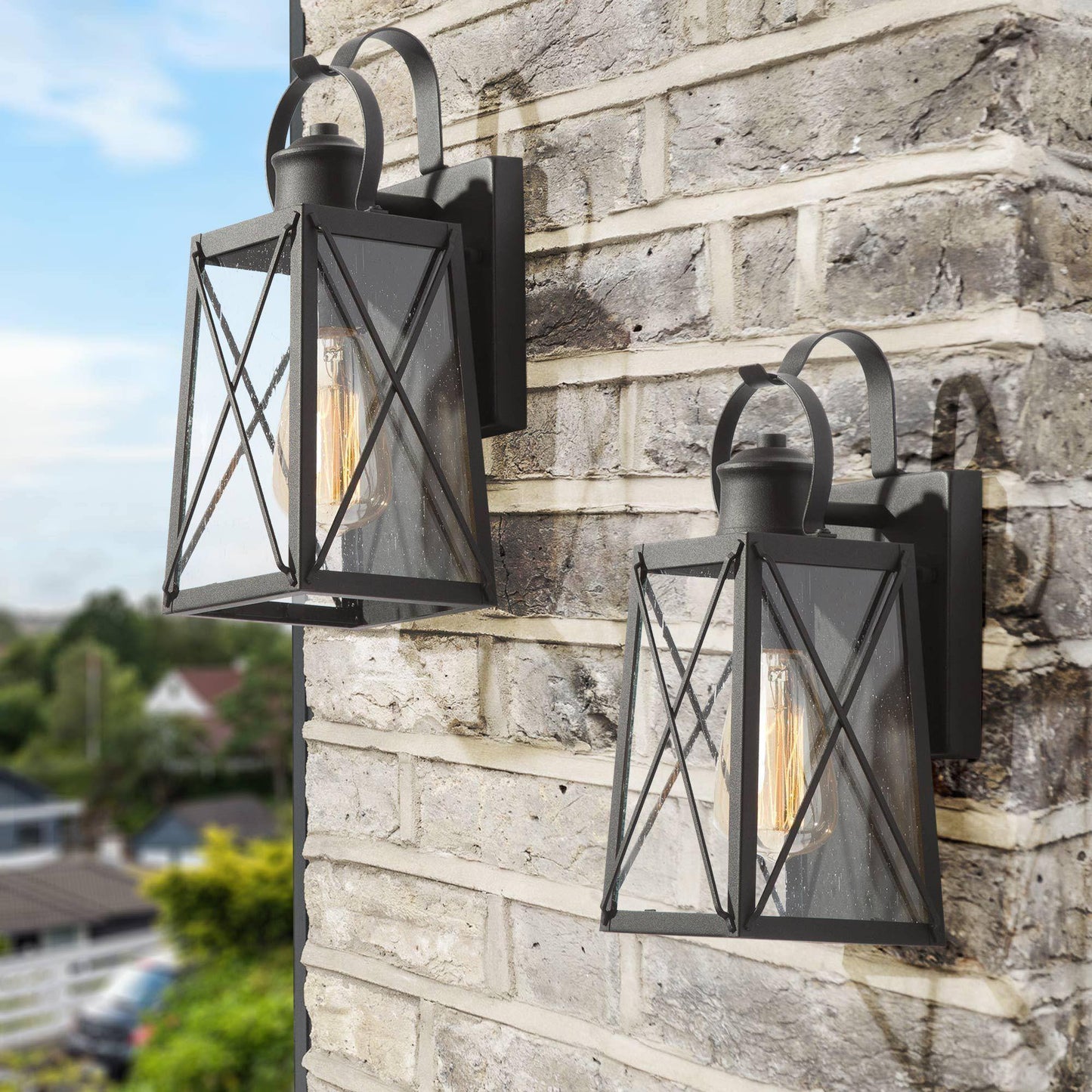 Pachypoda 12.5"H 1-Light Black Outdoor Wall Light Set of 2