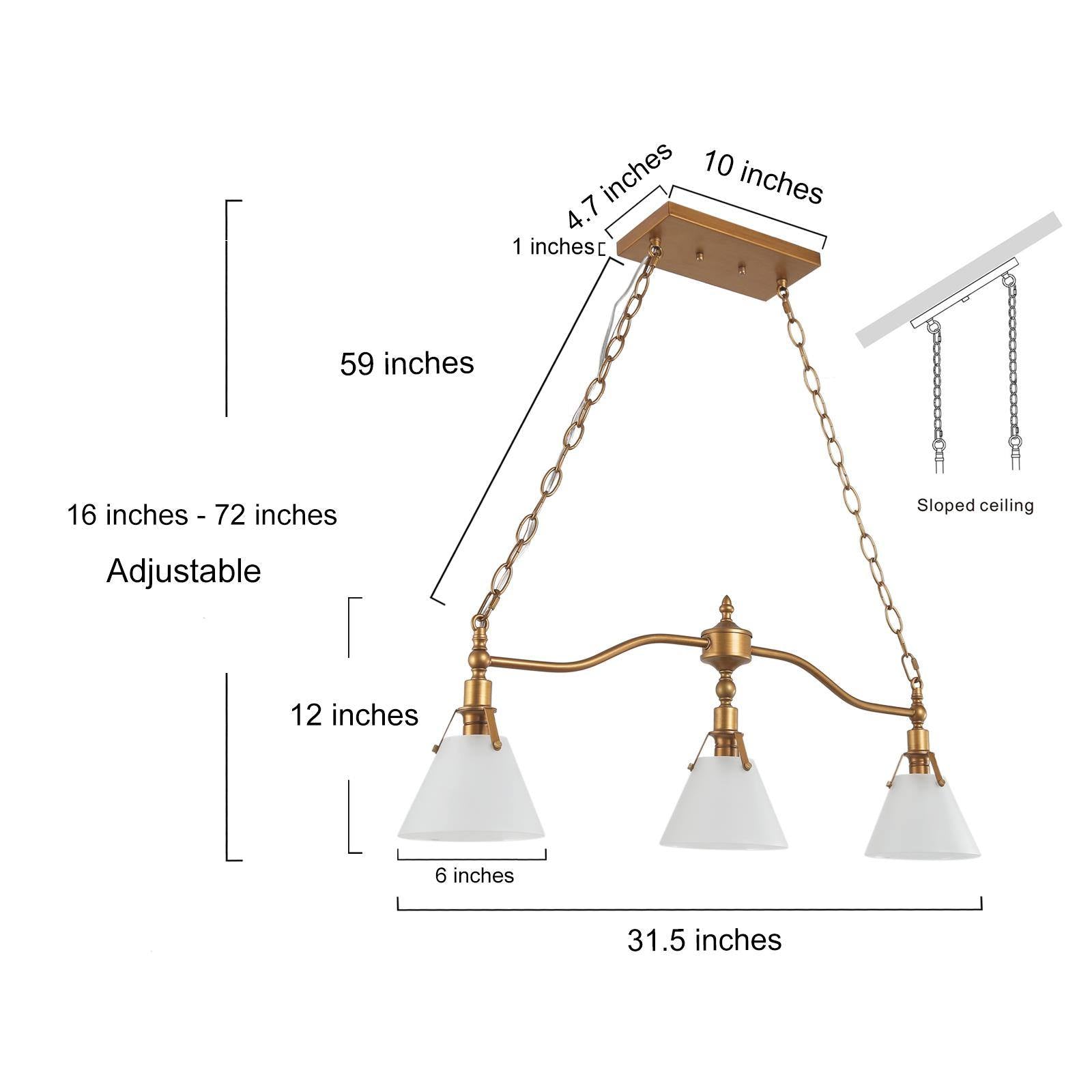 Ives 3-Light 31.5-in Gold Modern Linear Kitchen Island Light