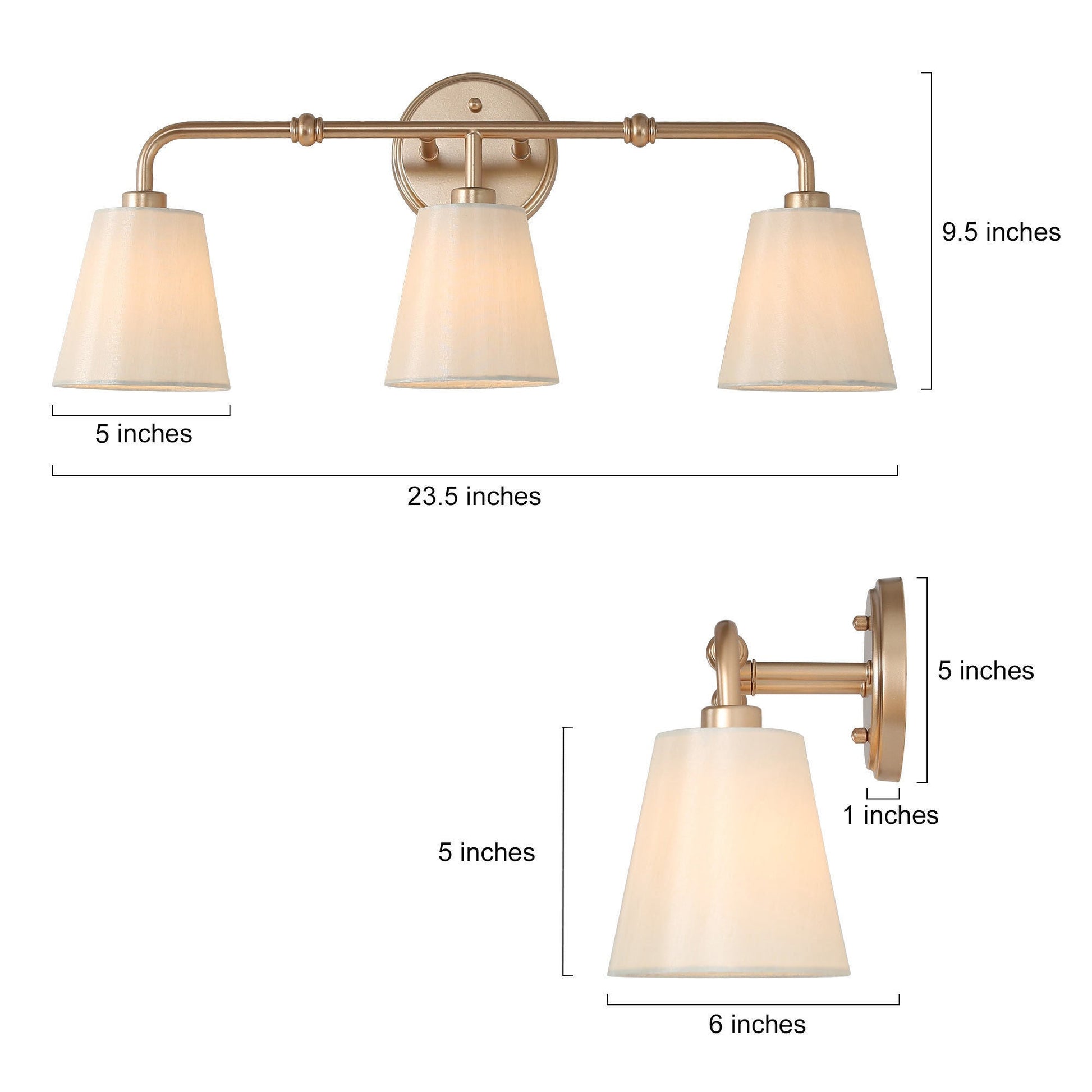 Capaneusnoien 3-Light Gold Vanity Light