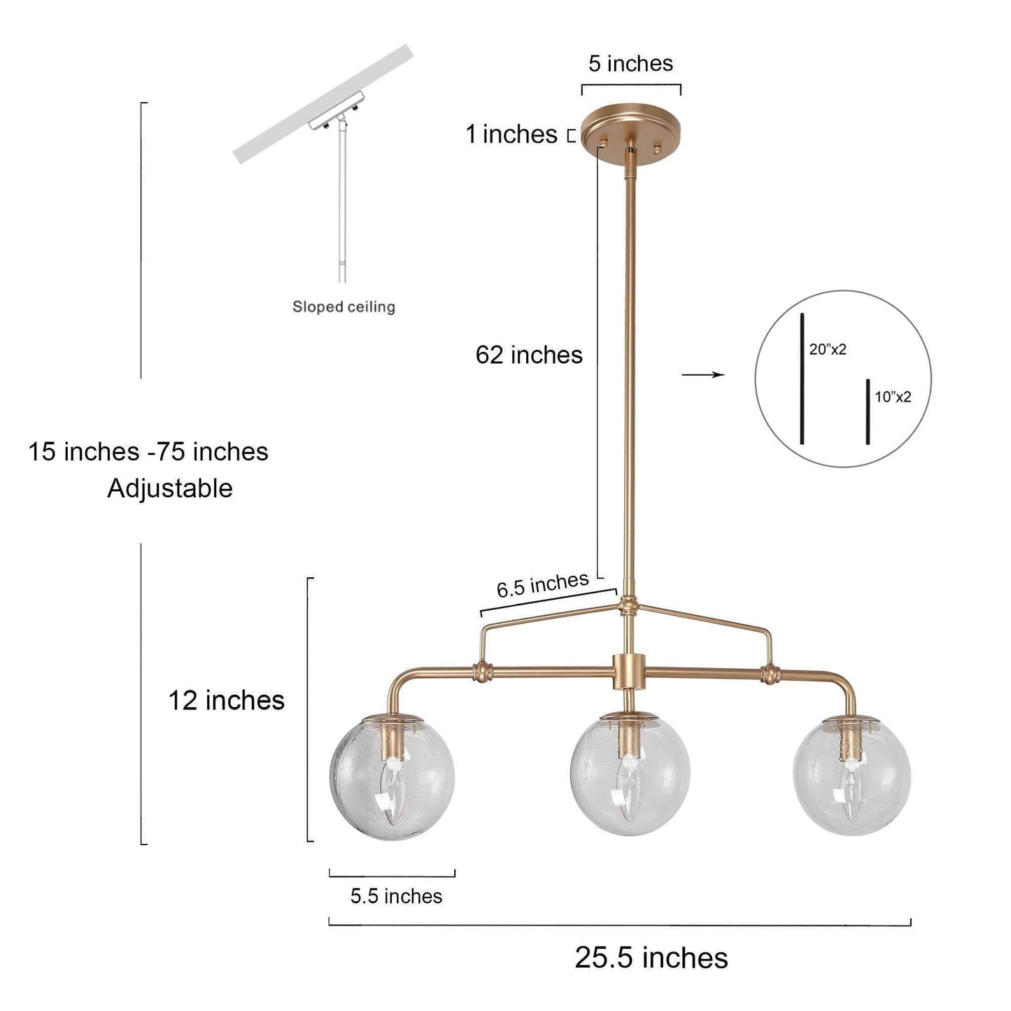 Thalictrum 3-Light 25.5-in Gold Modern Linear Kitchen Island Light