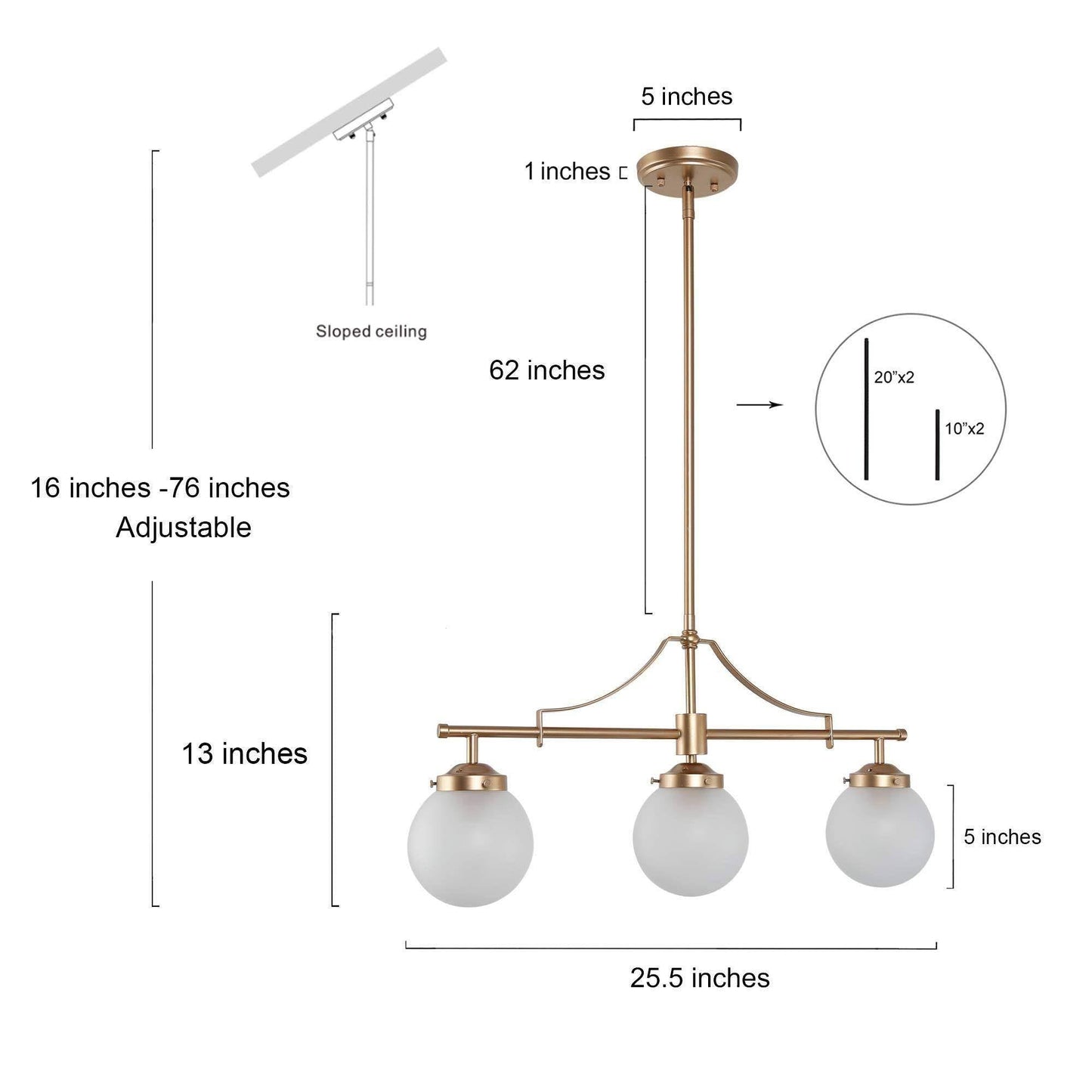 Laconchaln 3-Light 25.5-in Gold Modern Linear Kitchen Island Light