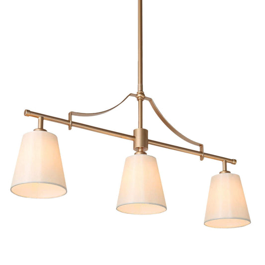 Modern 3-Light Linear Island Lights Fabric Gold Chandeliers - Belles Lighting