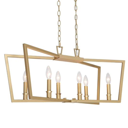 Falkowitz 6-Light 28.5-in Gold Rectangle Kitchen Island Light