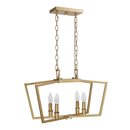 Falkowitz 4-Light 21-in Gold Rectangle Kitchen Island Light