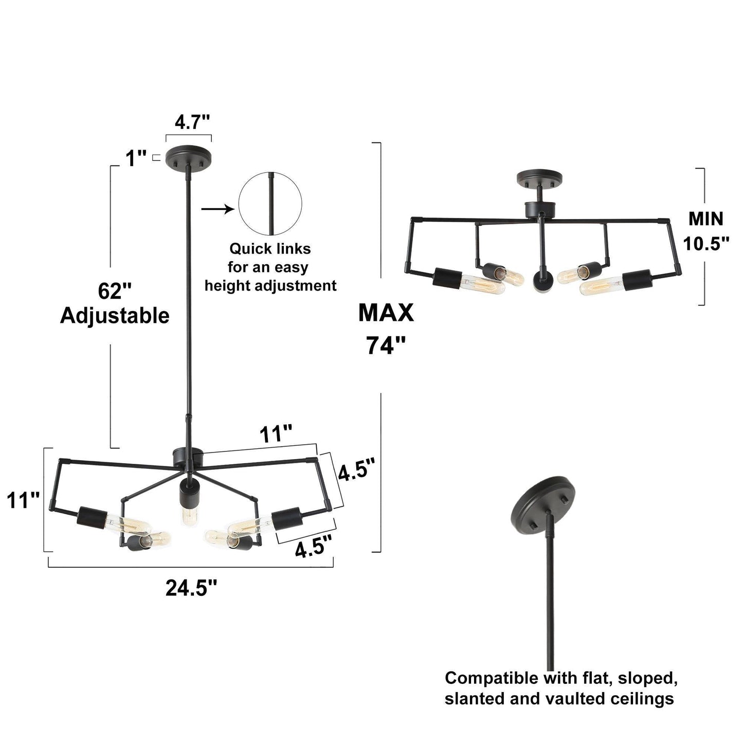 Cyphostemma 5-Light Medium Black Chandelier