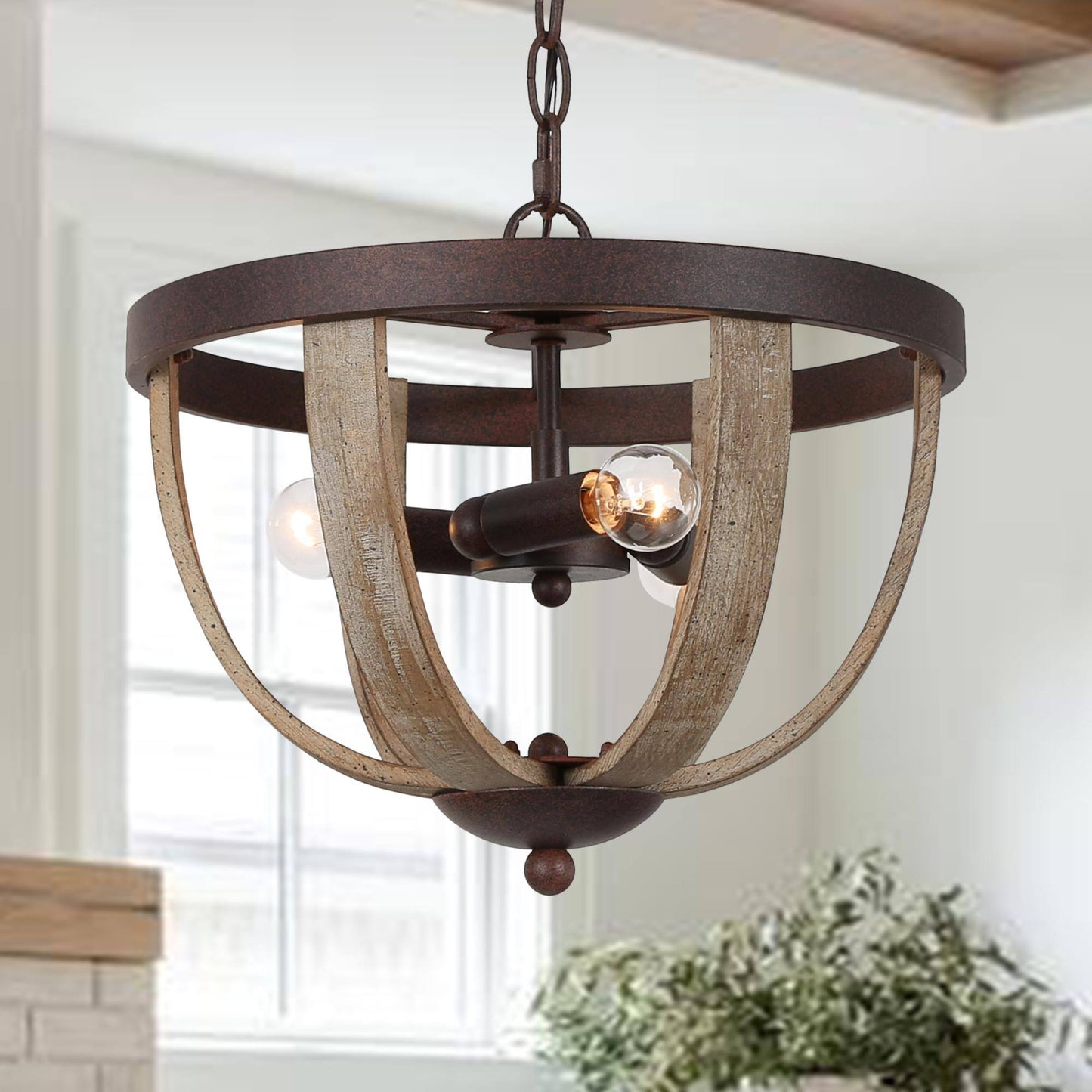 Kcathine 3-Light Mini Wood Chandelier