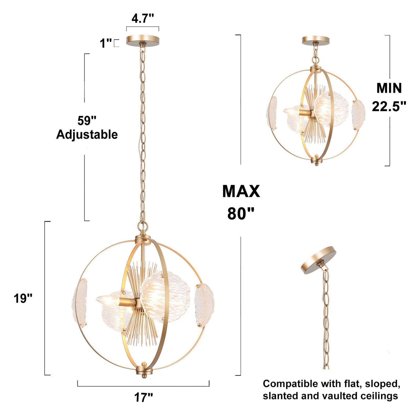 Erlindanuel 4-Light Mini Gold Modern Pendant Light Fixtures