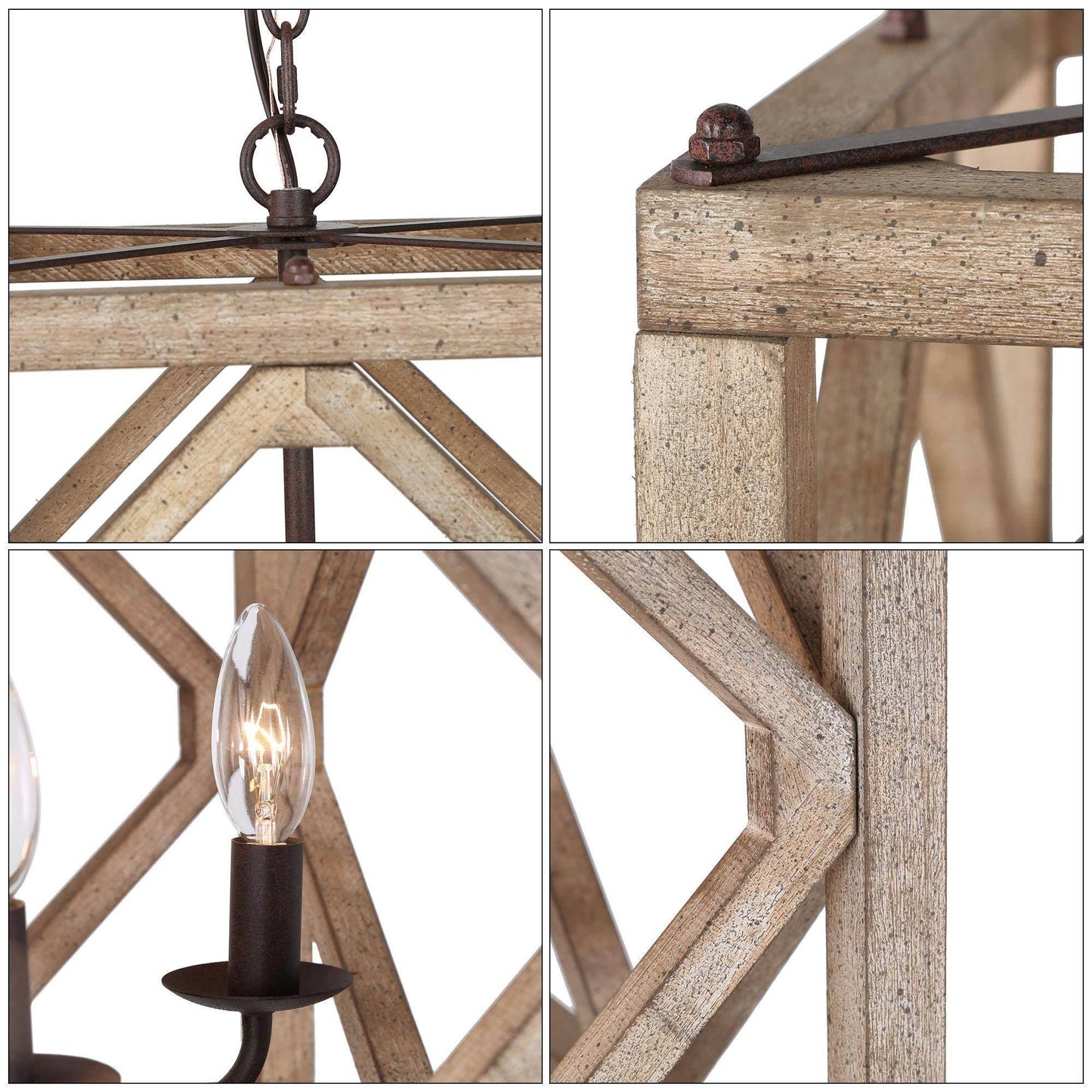 Elijah 4-Light Small Wood Chandelier