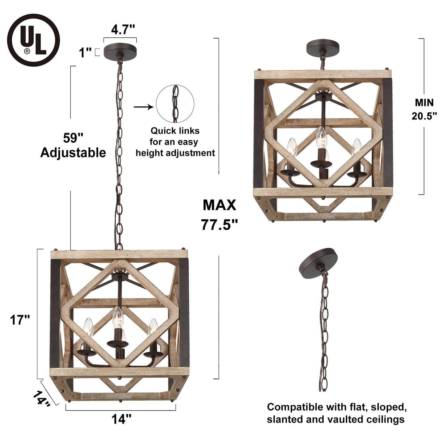 Elijah 4-Light Small Wood Chandelier