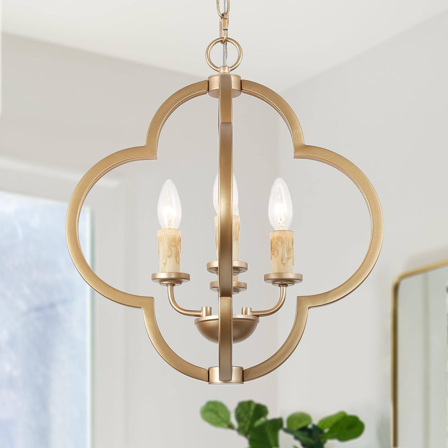 Hyipake 4-Light Small Gold Chandelier