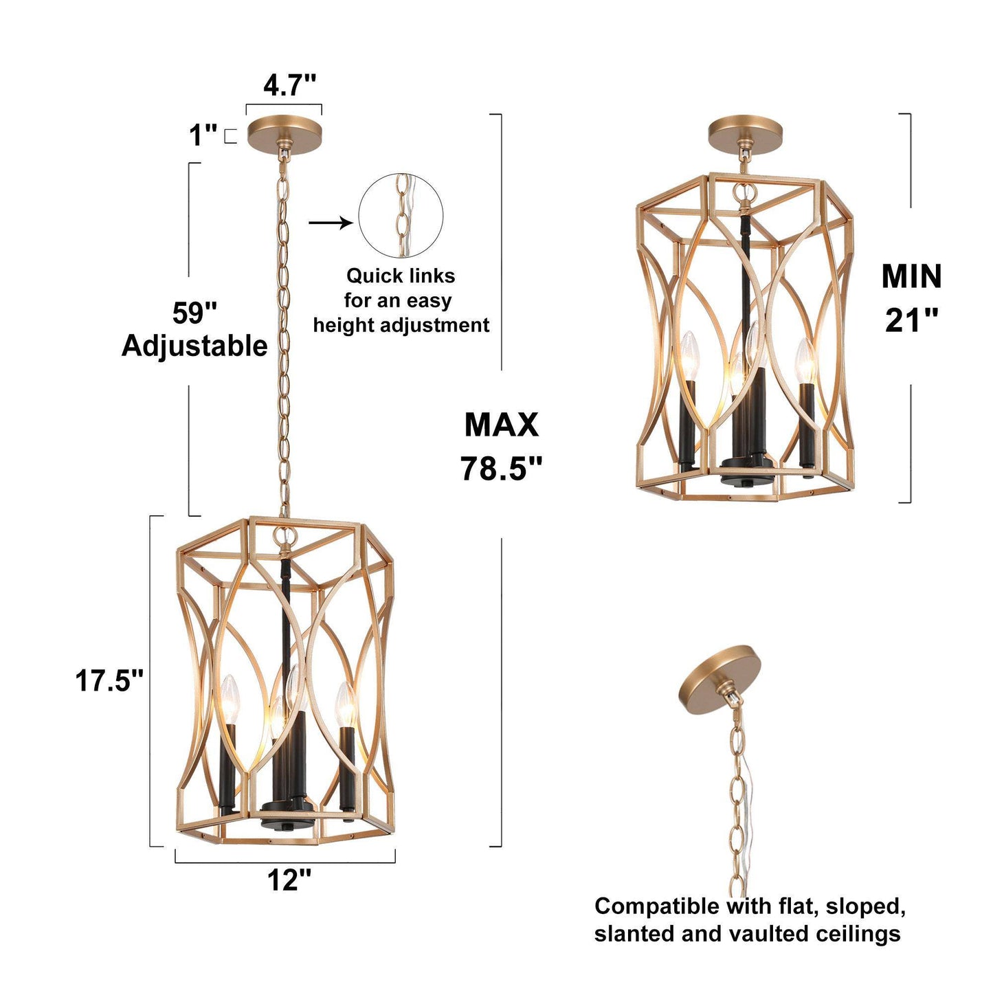 Kama 4-Light Mini Brass Chandelier