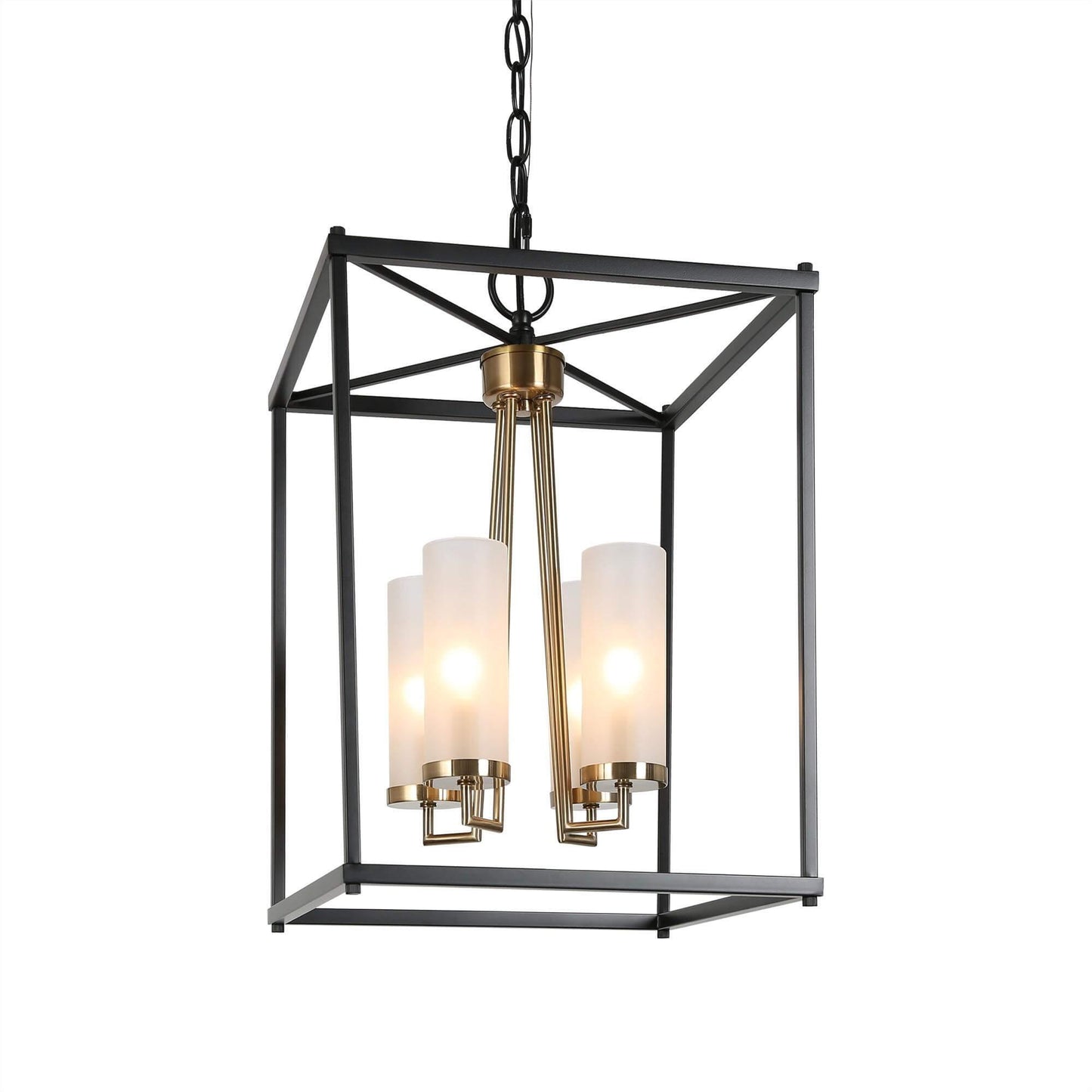 4-Light Square Chandeliers with Frosted Glass Shade - Belles Lighting