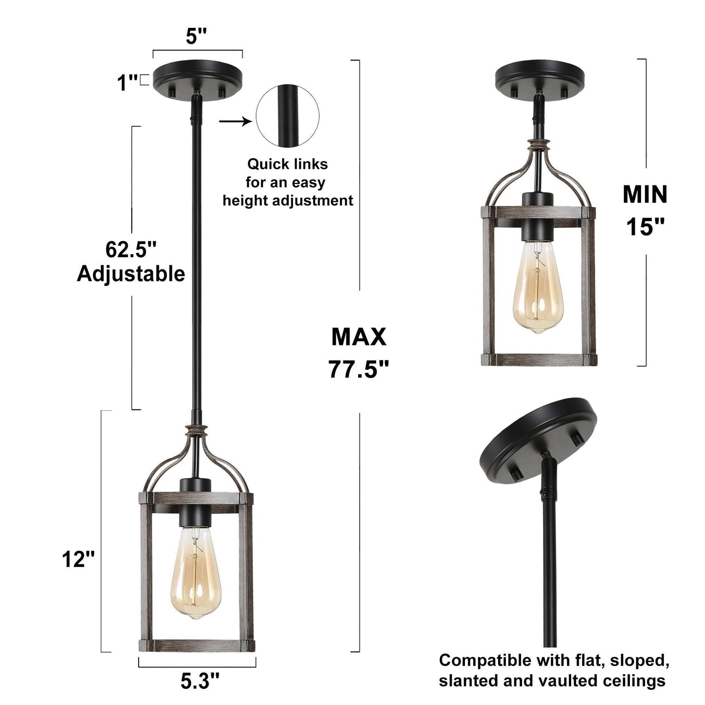 Anasipia 1-Light Mini Black Modern Pendant Light Fixtures