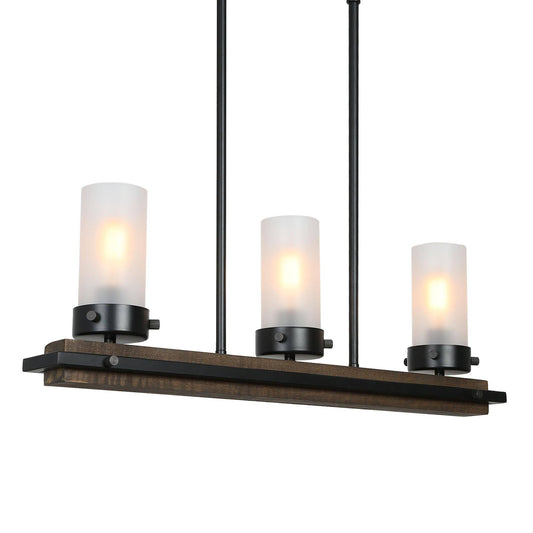 Farmhouse 3-Light Linear Island Lights with Frosted Glass Shades