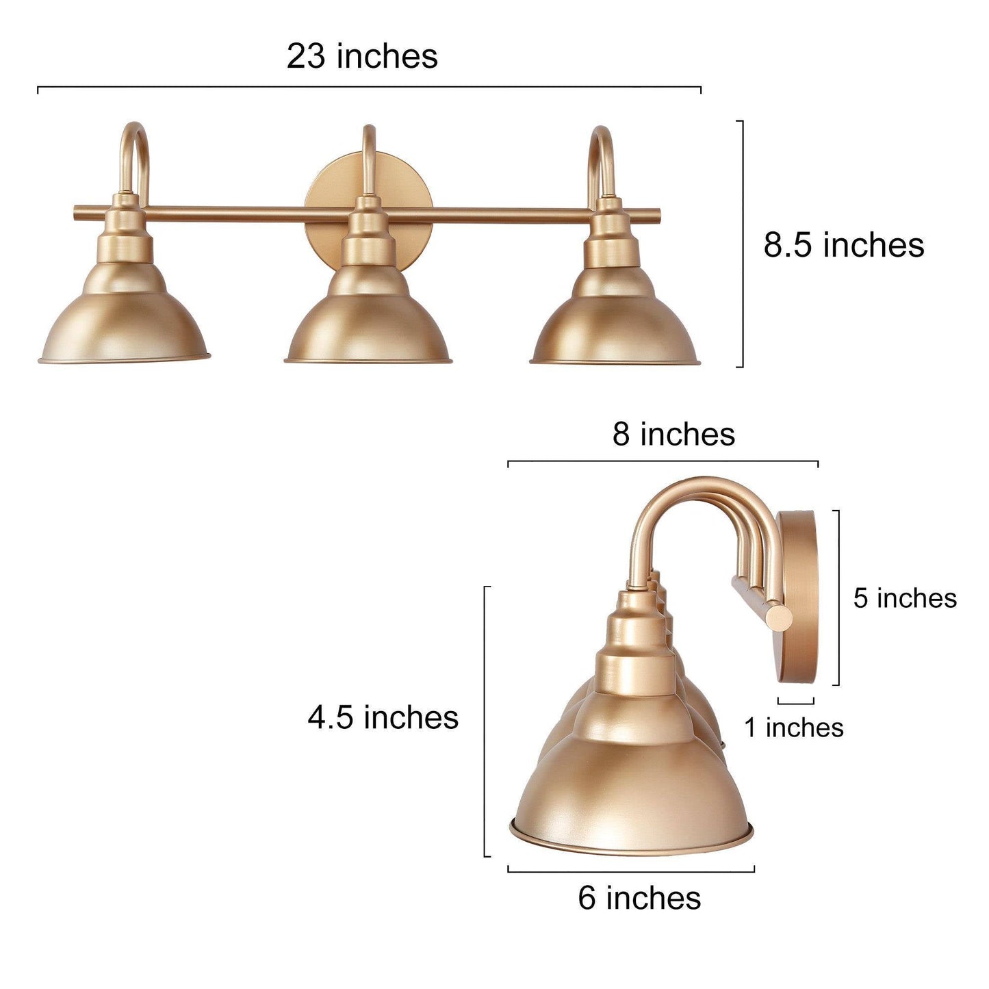 Nidalintus 3-Light Gold Vanity Light