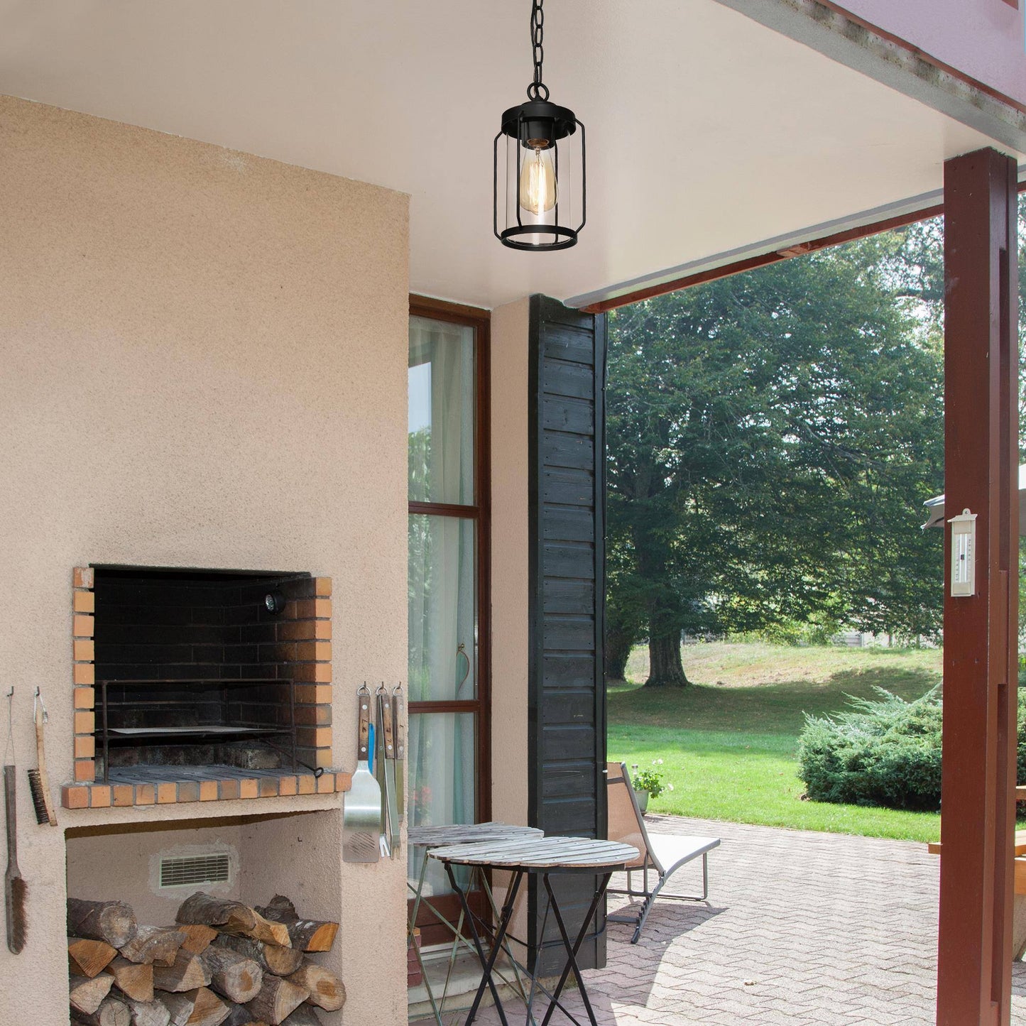 Bovenere 1-Light Mini Black Outdoor Pendant Light