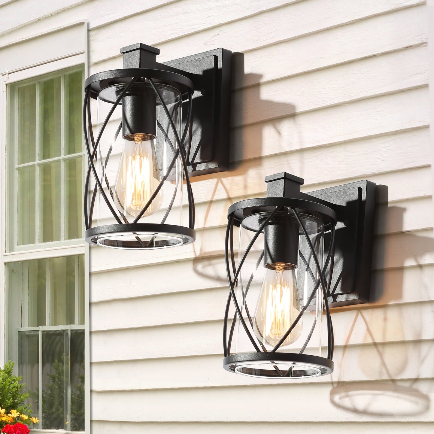 Oliver 11"H 1-Light Black Outdoor Wall Light Set of 2