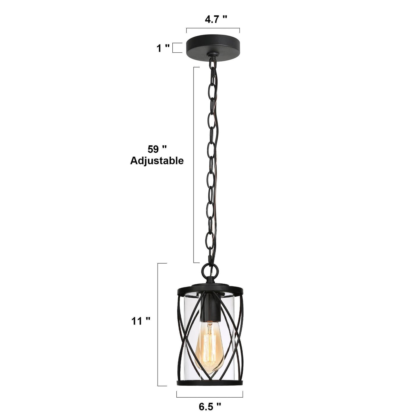 Oliver 1-Light Mini Black Outdoor Pendant Light