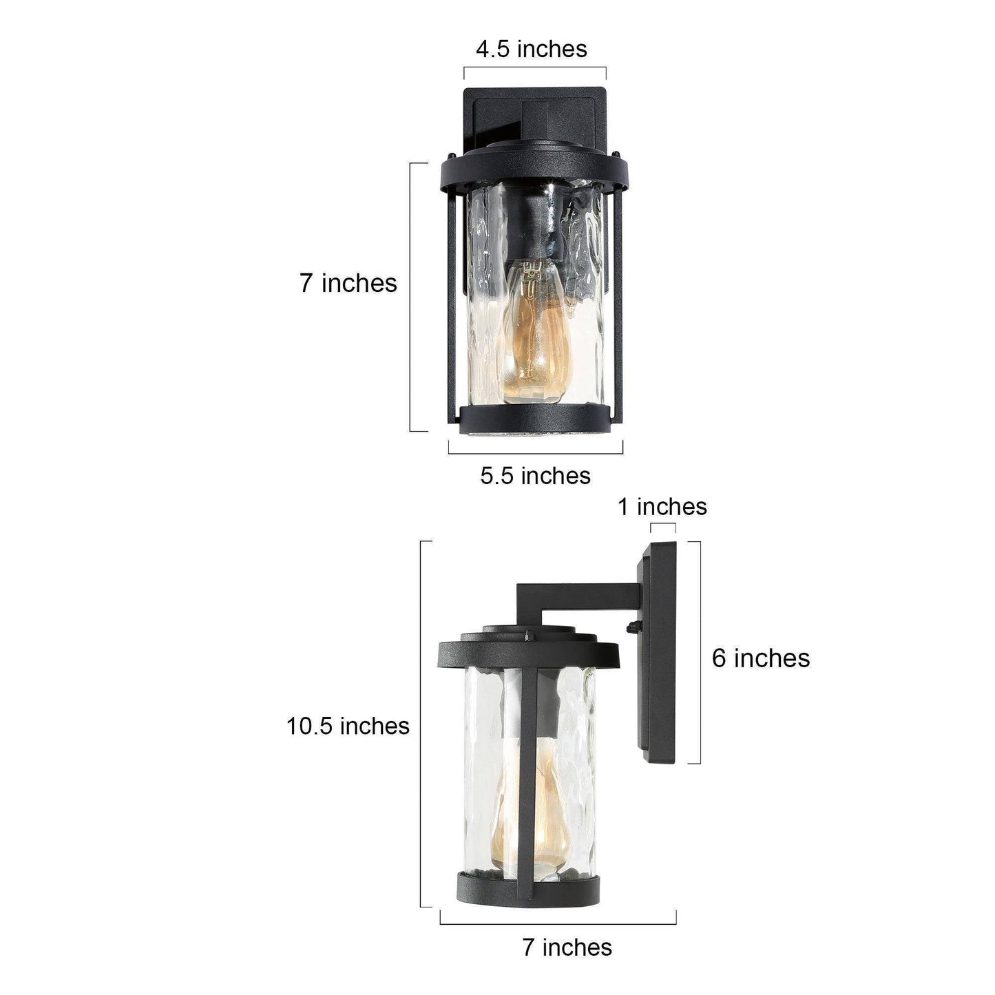 Zoriluna 10.5"H 1-Light Black Outdoor Wall Lantern