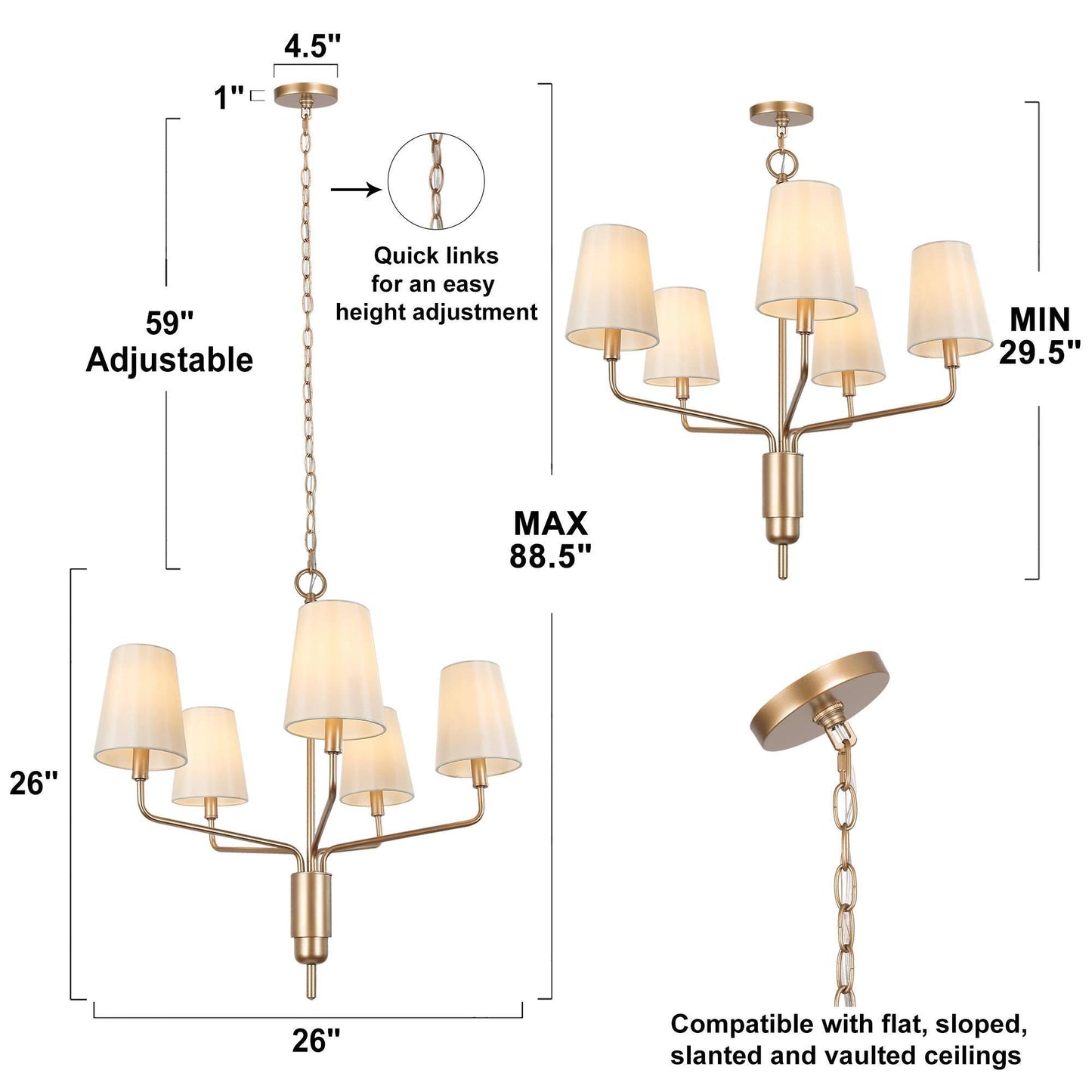 Dendrophylax 5-Light Medium Gold Chandelier