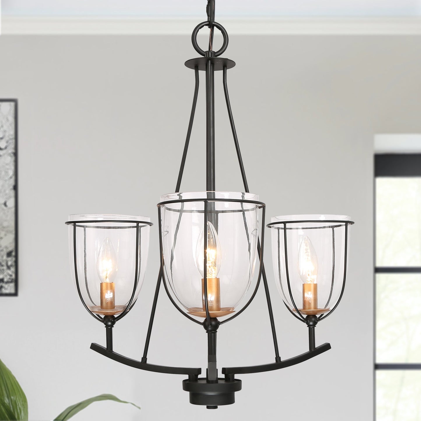 Douglas 3-Light Small Black Chandelier