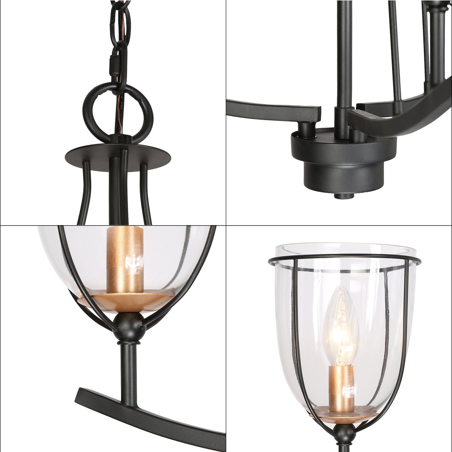 Douglas 3-Light Small Black Chandelier