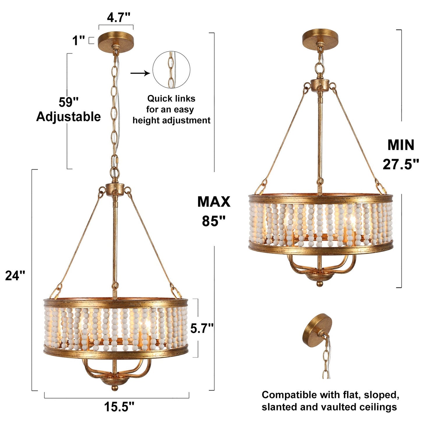 Jerusalem 4-Light Small Gold Chandelier