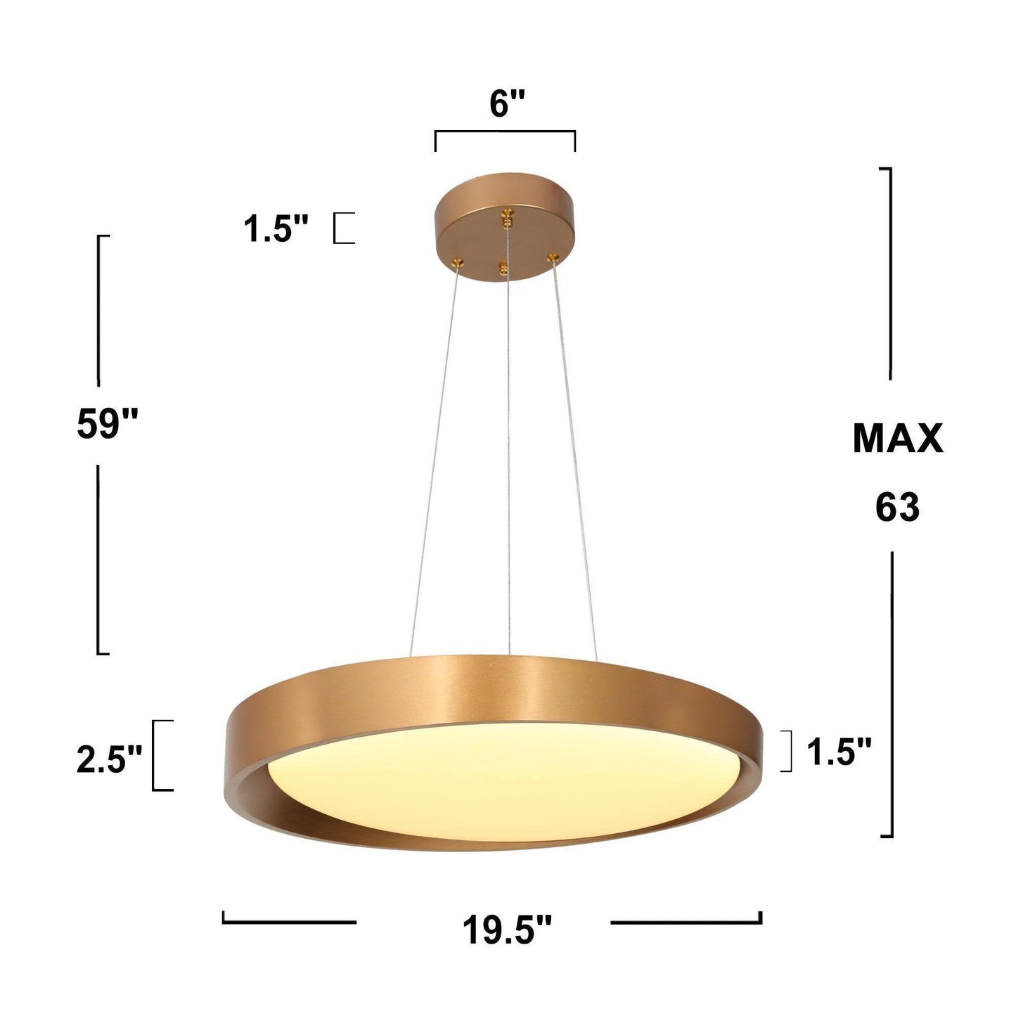 Tabarnak 1-Light Medium Gold LED Modern Pendant Light Fixtures