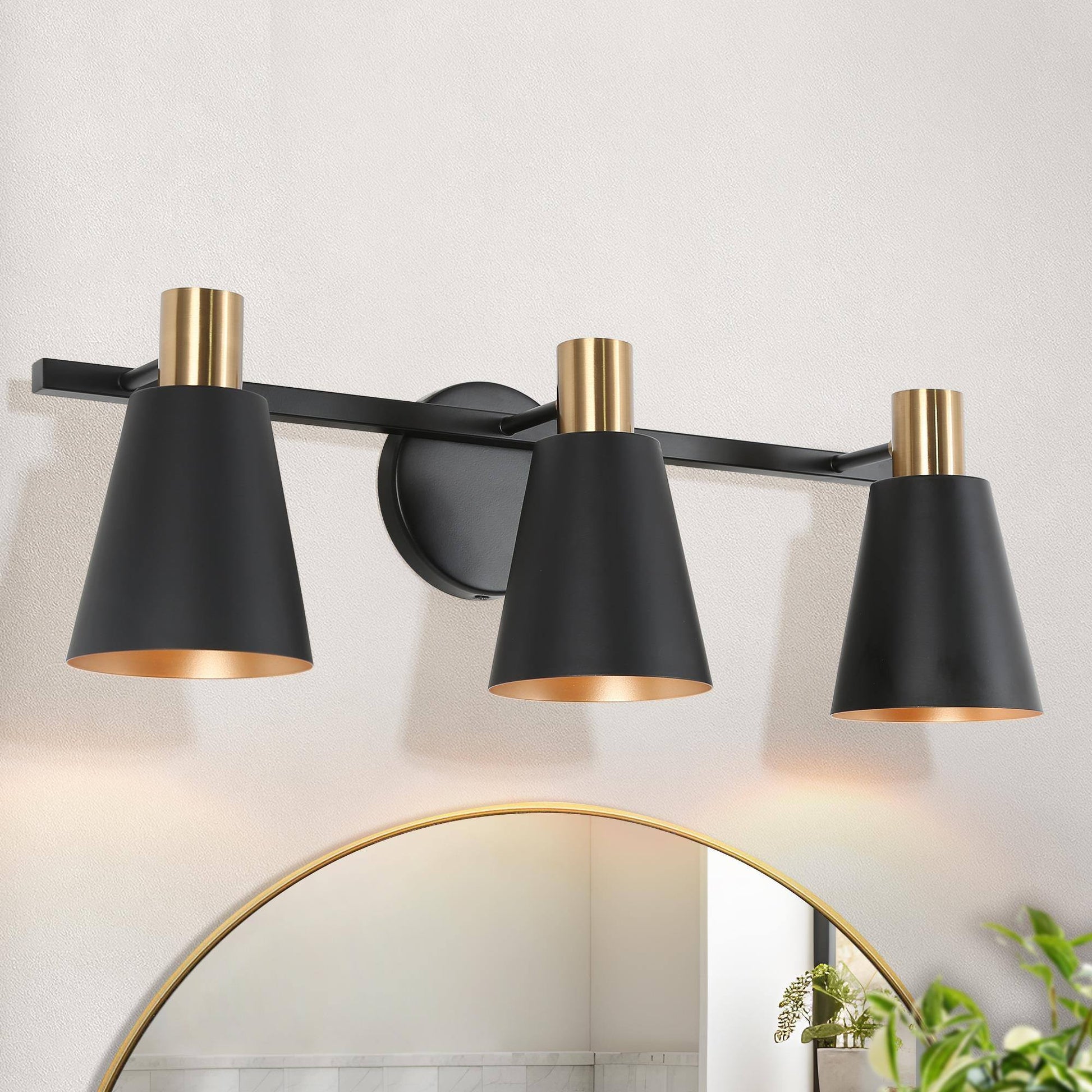 Lafontaine 3-Light Black and Brass Vanity Light