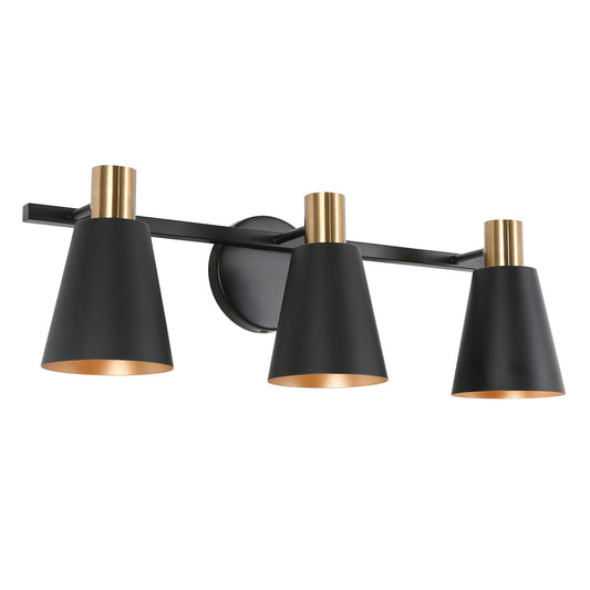 Bangnior 3-Light Black and Brass Vanity Light