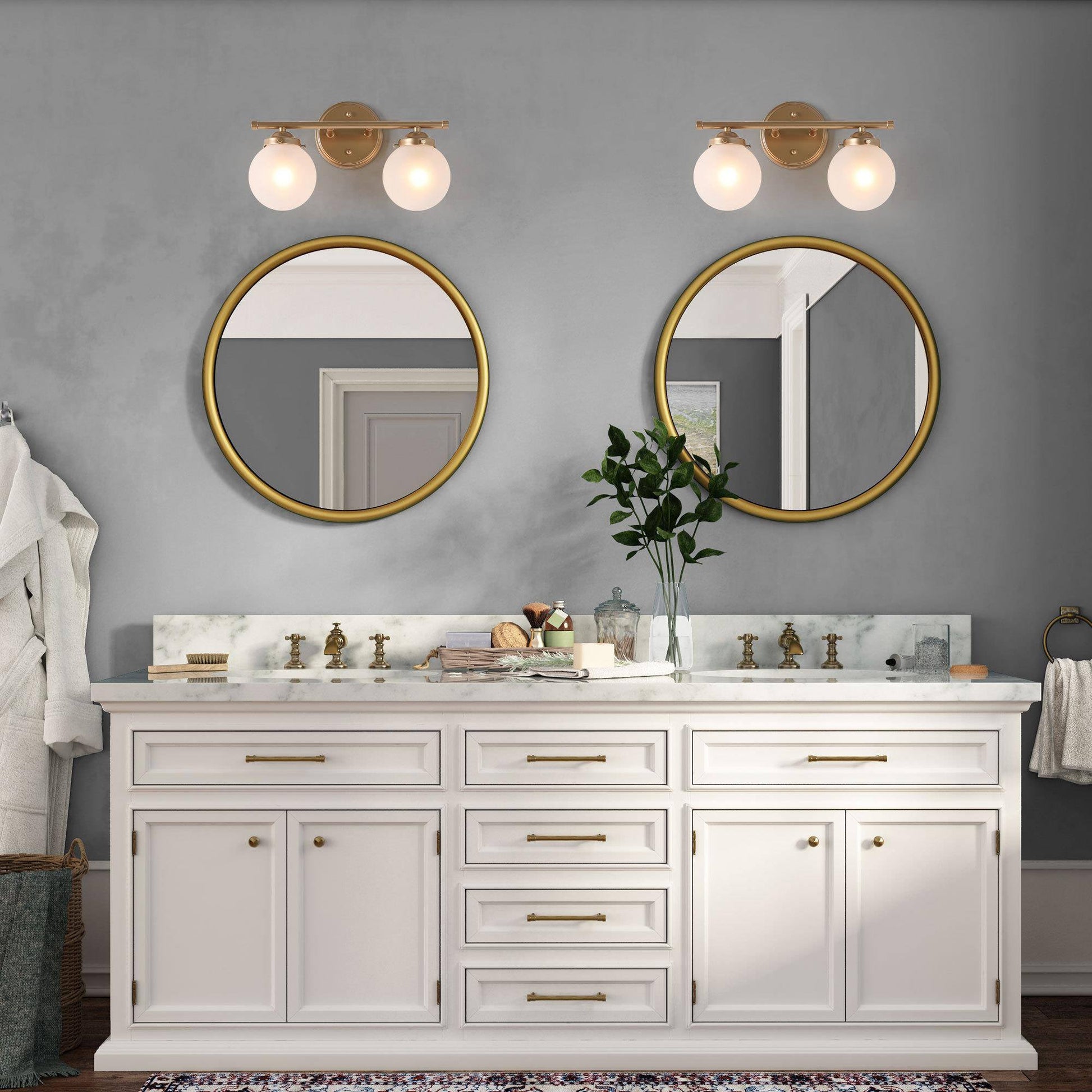 Laconchaln 2-Light Gold Vanity Light