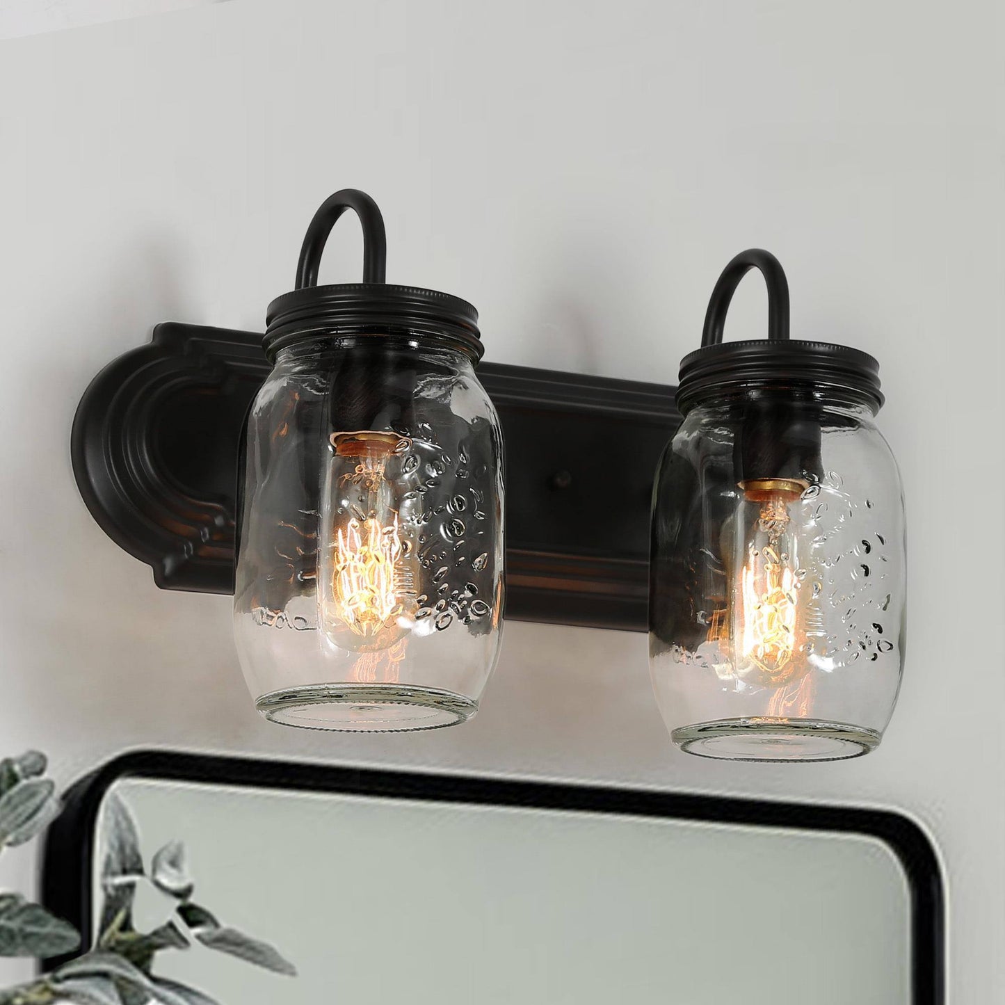 Magdalena 2-Light Black Vanity Light