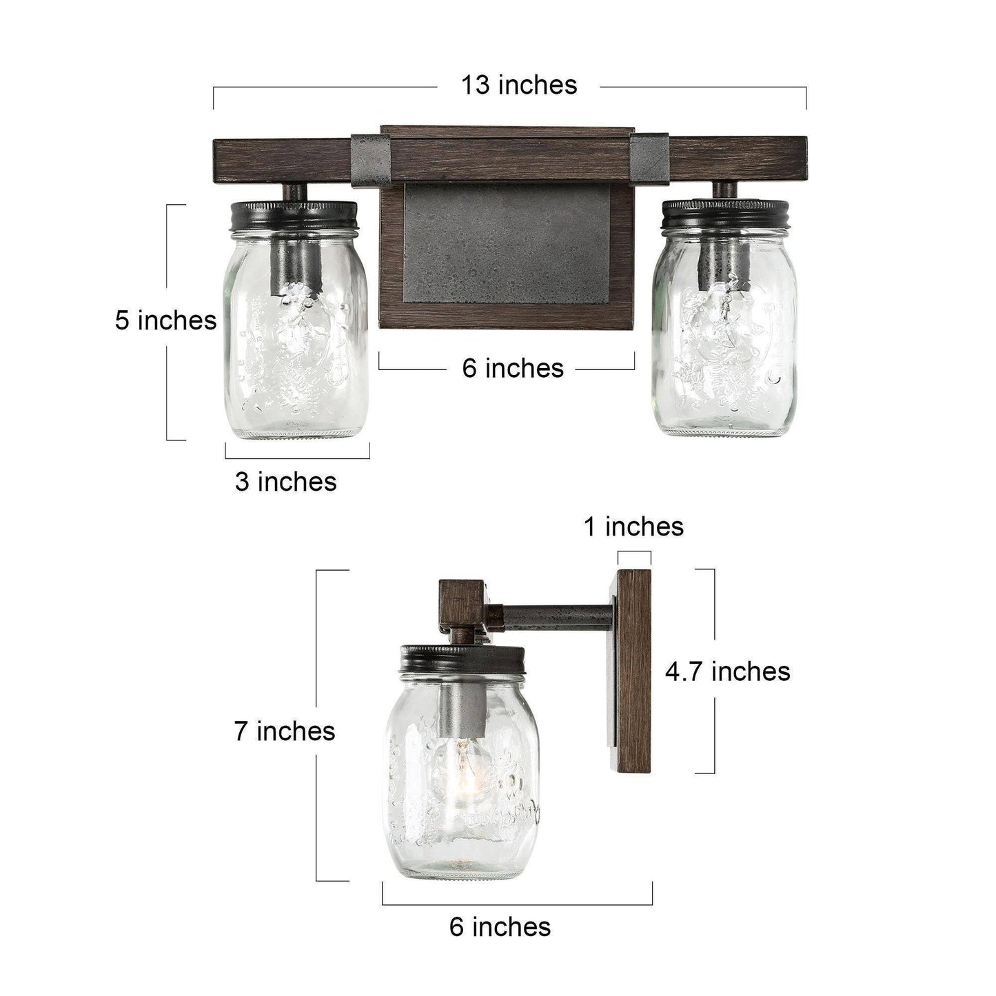 Amthyis 2-Light Rust Vanity Light