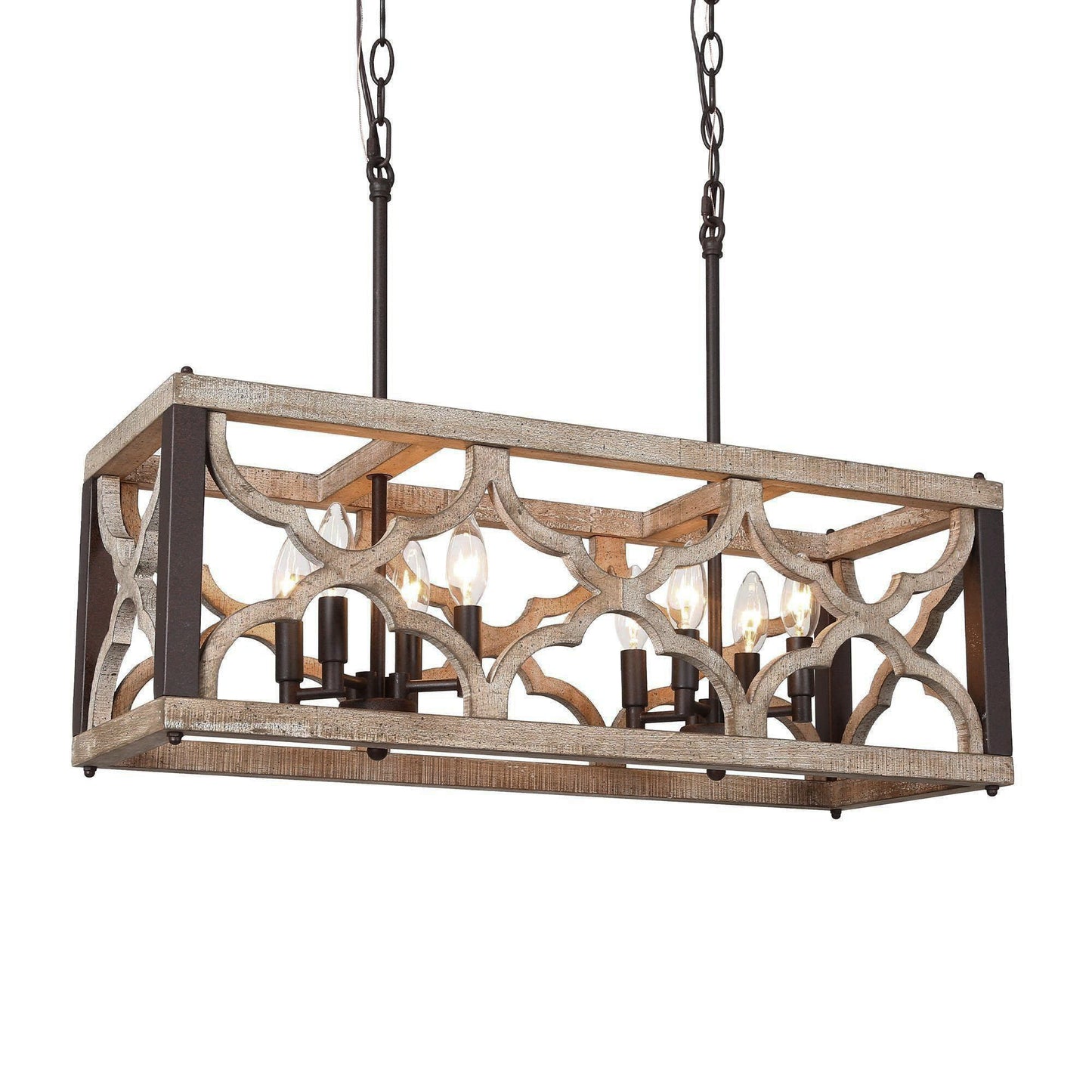 Rustic 8-Light Island Lights Chandelier with Weathered Wood