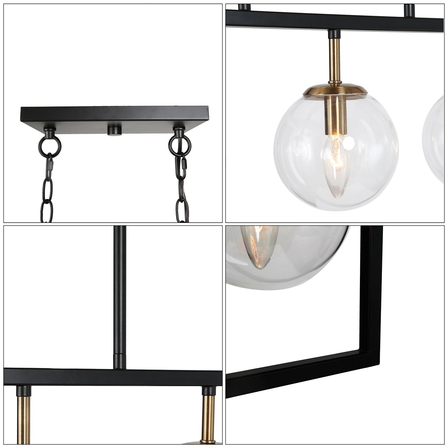 Gary 5-Light 41.5-in Black Modern Rectangle Kitchen Island Light