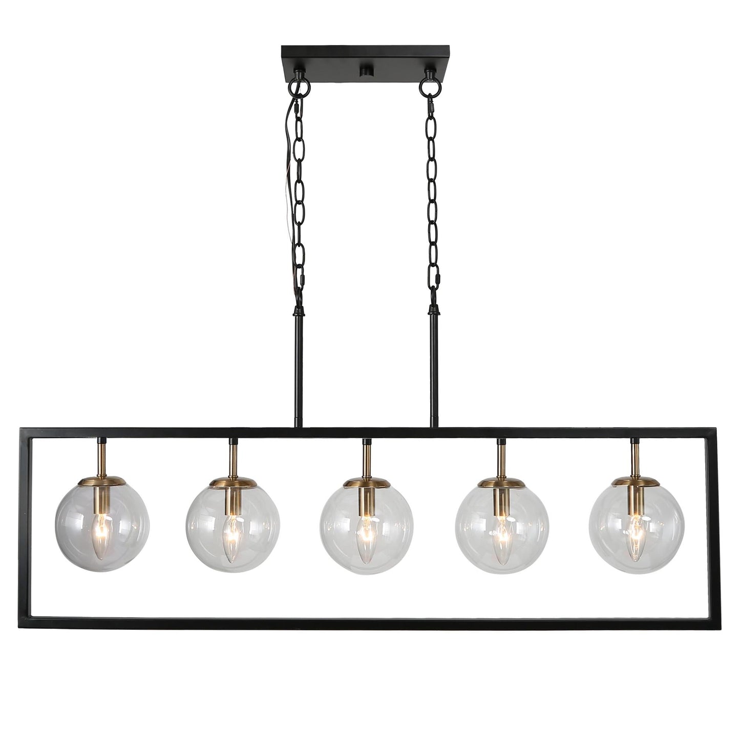 Gary 5-Light 41.5-in Black Modern Rectangle Kitchen Island Light