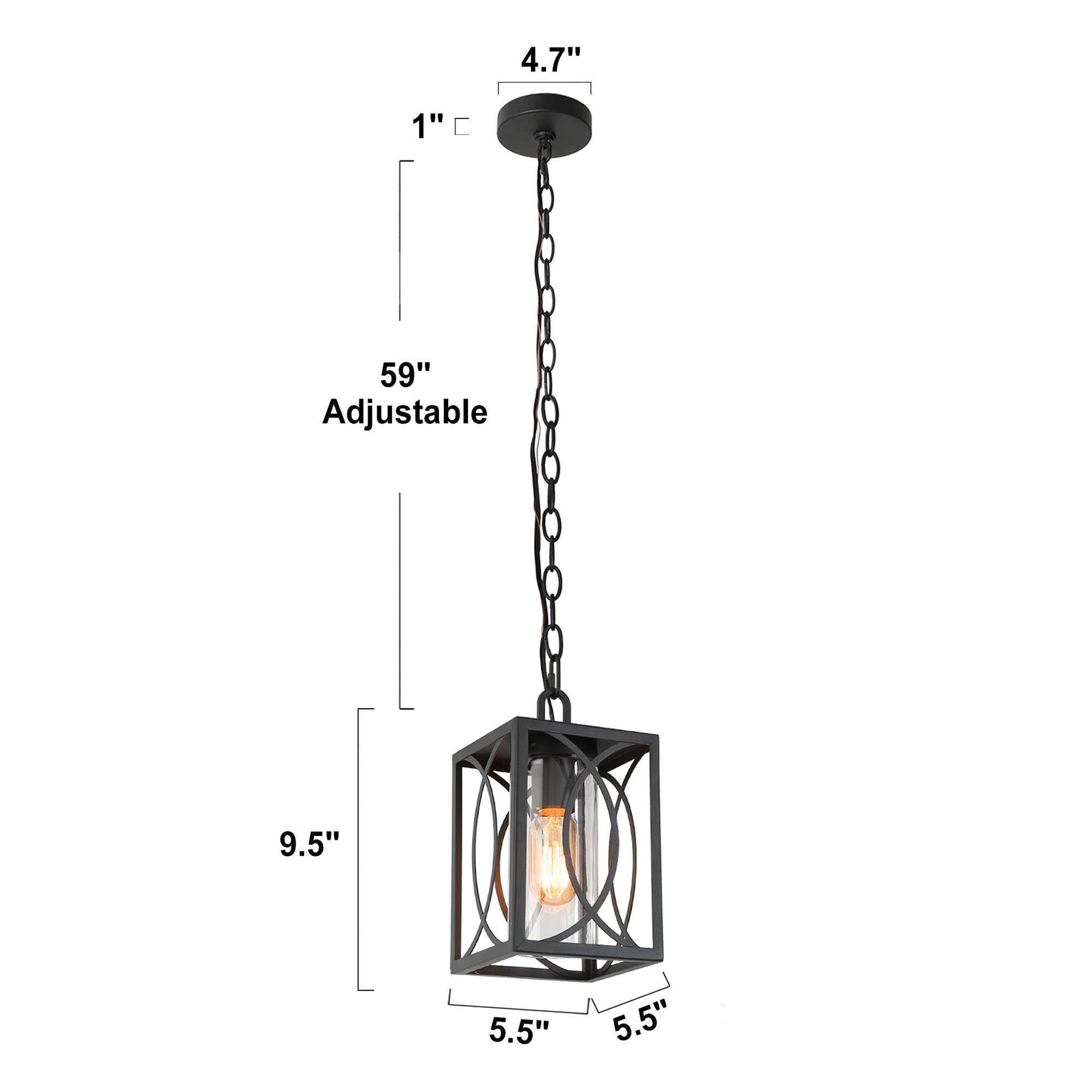 Fansirenly 1-Light Mini Black Outdoor Pendant Light