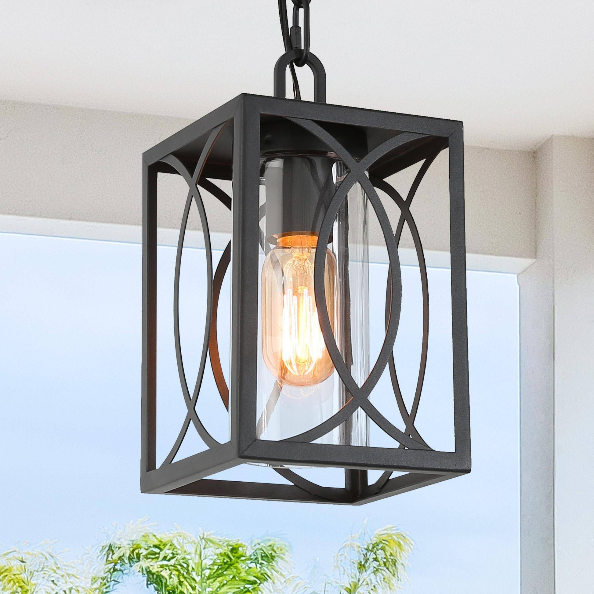 Fansirenly 1-Light Mini Black Outdoor Pendant Light