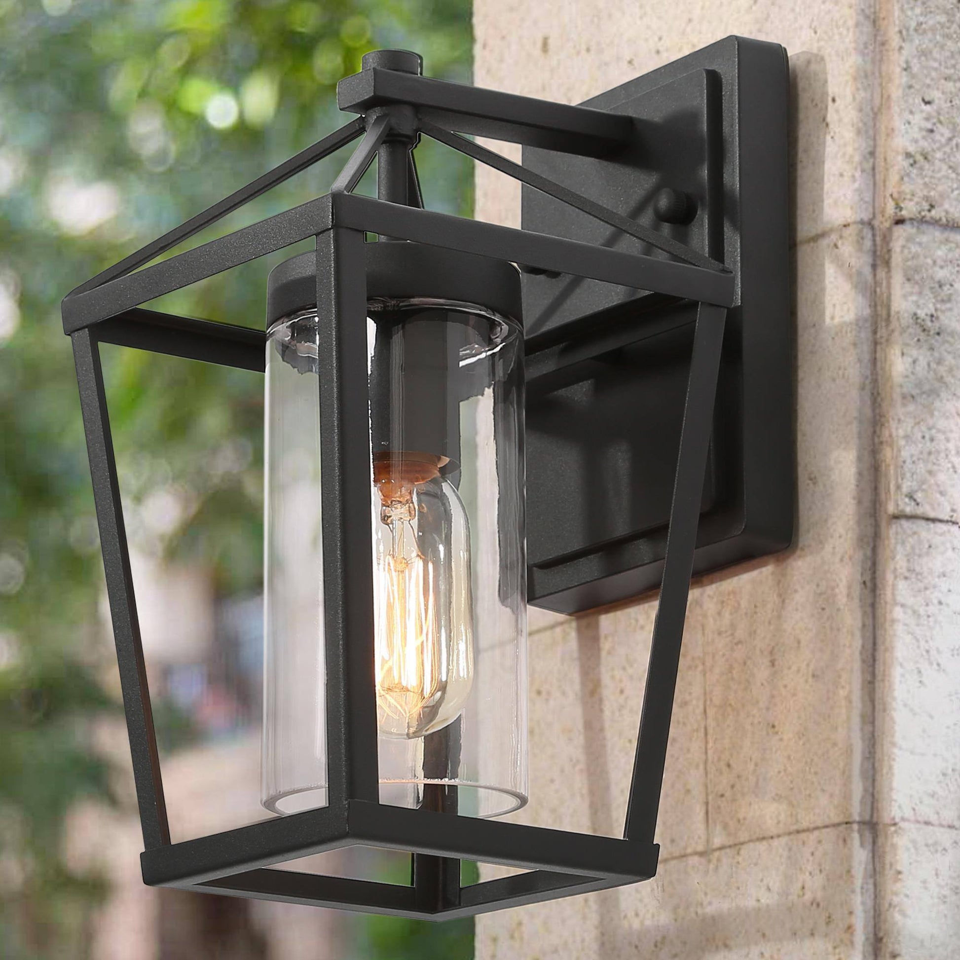 Isoetales 10"H 1-Light Black Outdoor Wall Lantern