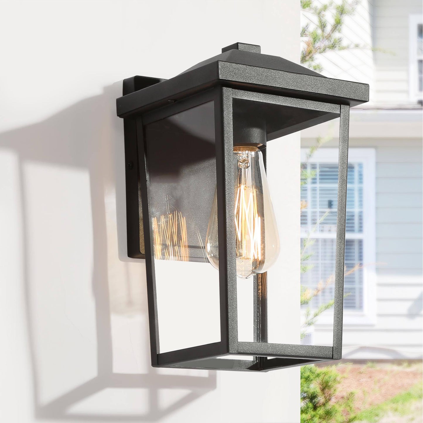 Nejuldee 12"H 1-Light Black Outdoor Wall Light