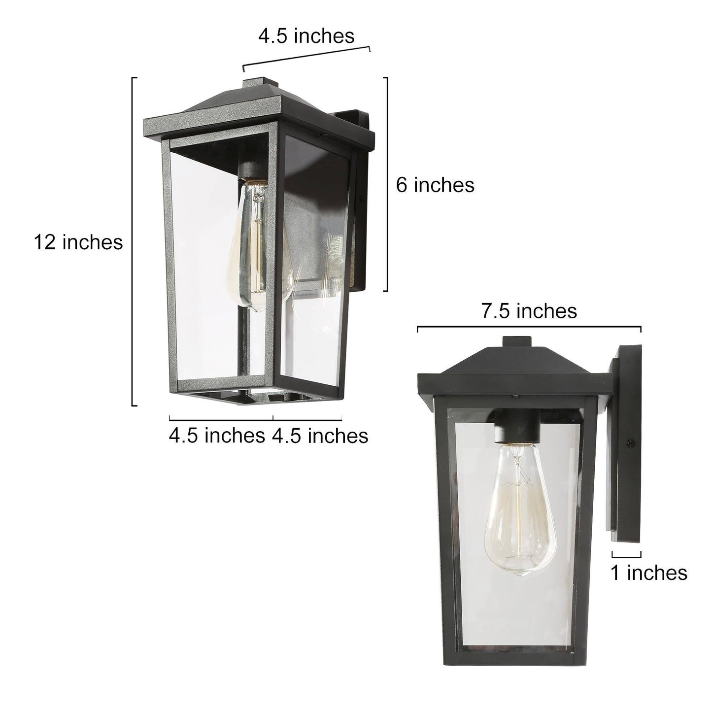 Nejuldee 12"H 1-Light Black Outdoor Wall Light