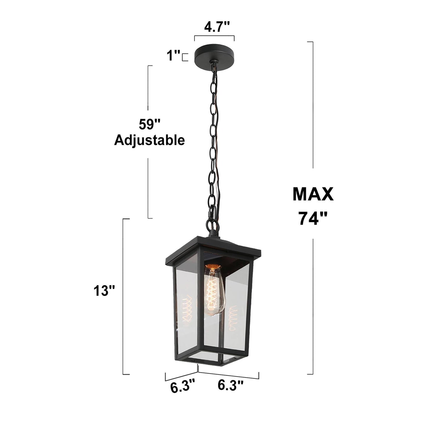 Nejuldee 1-Light Mini Black Outdoor Pendant Light