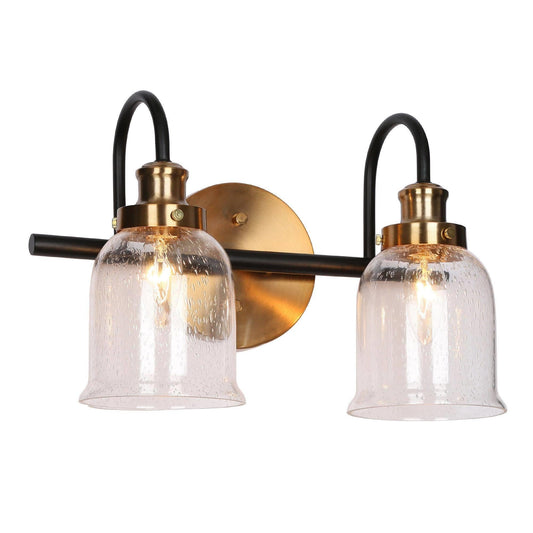 Thelonious 2-Light Black and Brass Vanity Light