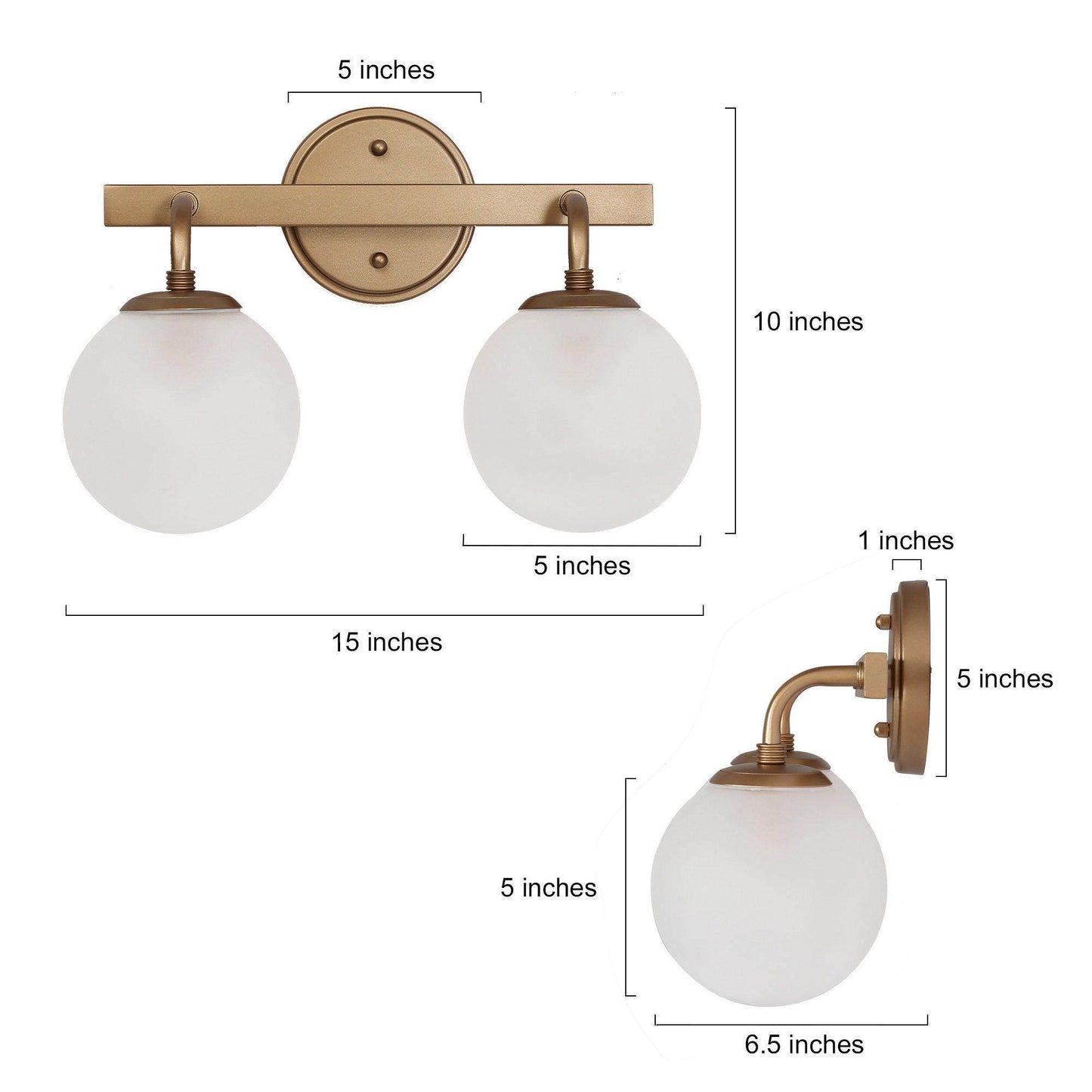 Lanziin 2-Light Gold Vanity Light