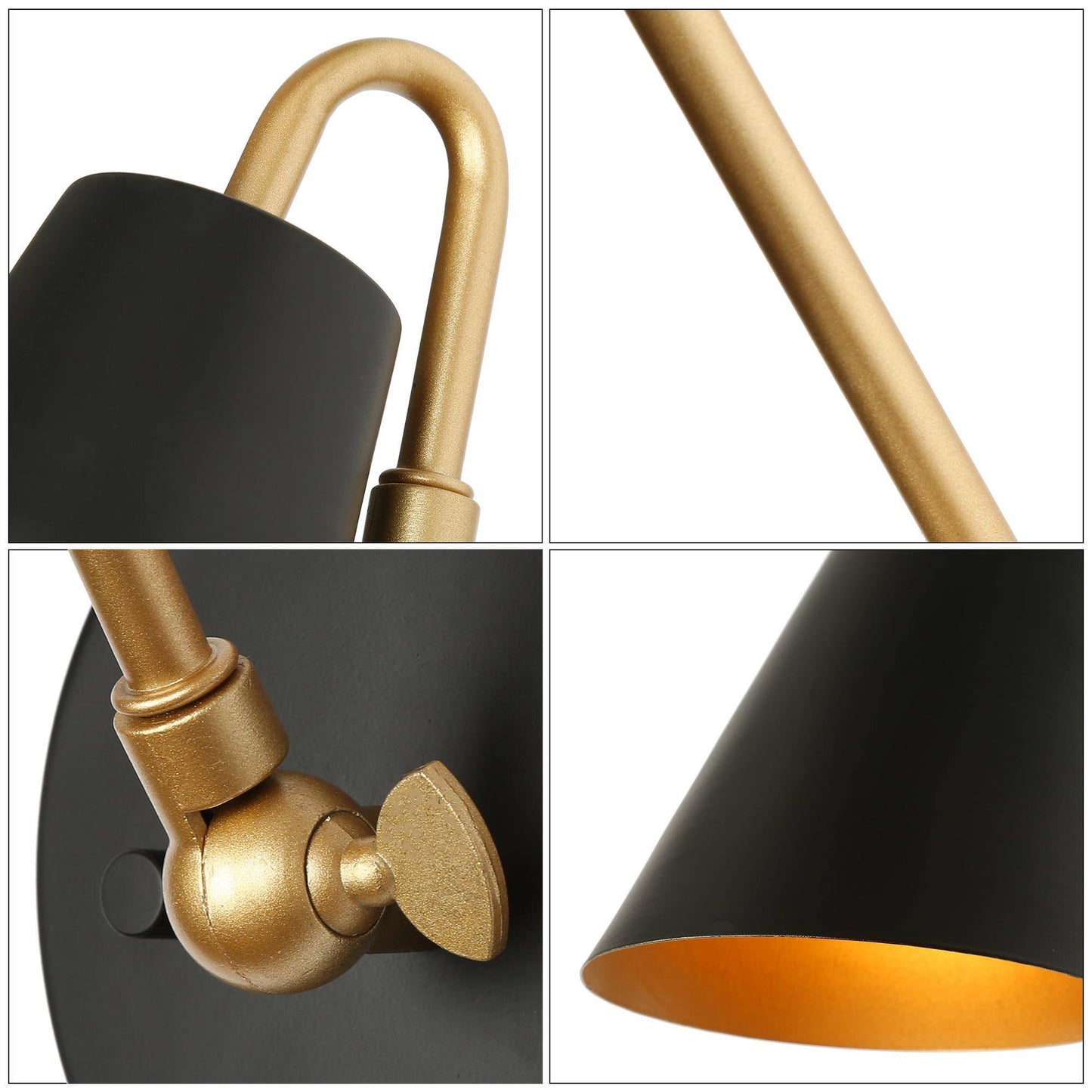 Petoracing 1-Light Modern Black and Gold Armed Wall Sconces