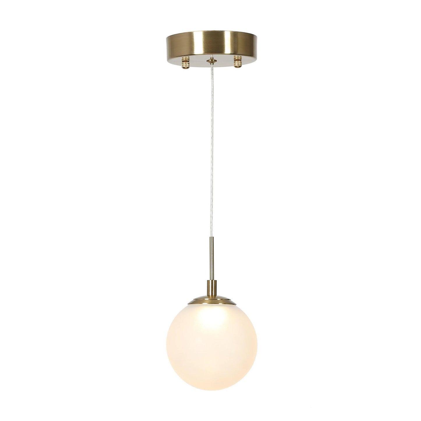 Modern LED Brass Pendant Light with Frosted Globe Shade