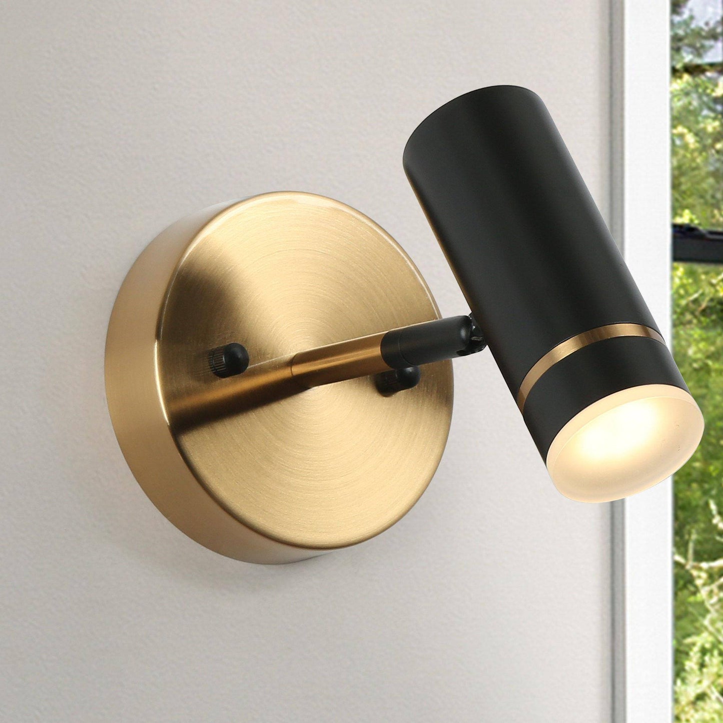 Floeice 1-Light Modern Black and Gold Cylinder LED Wall Sconces