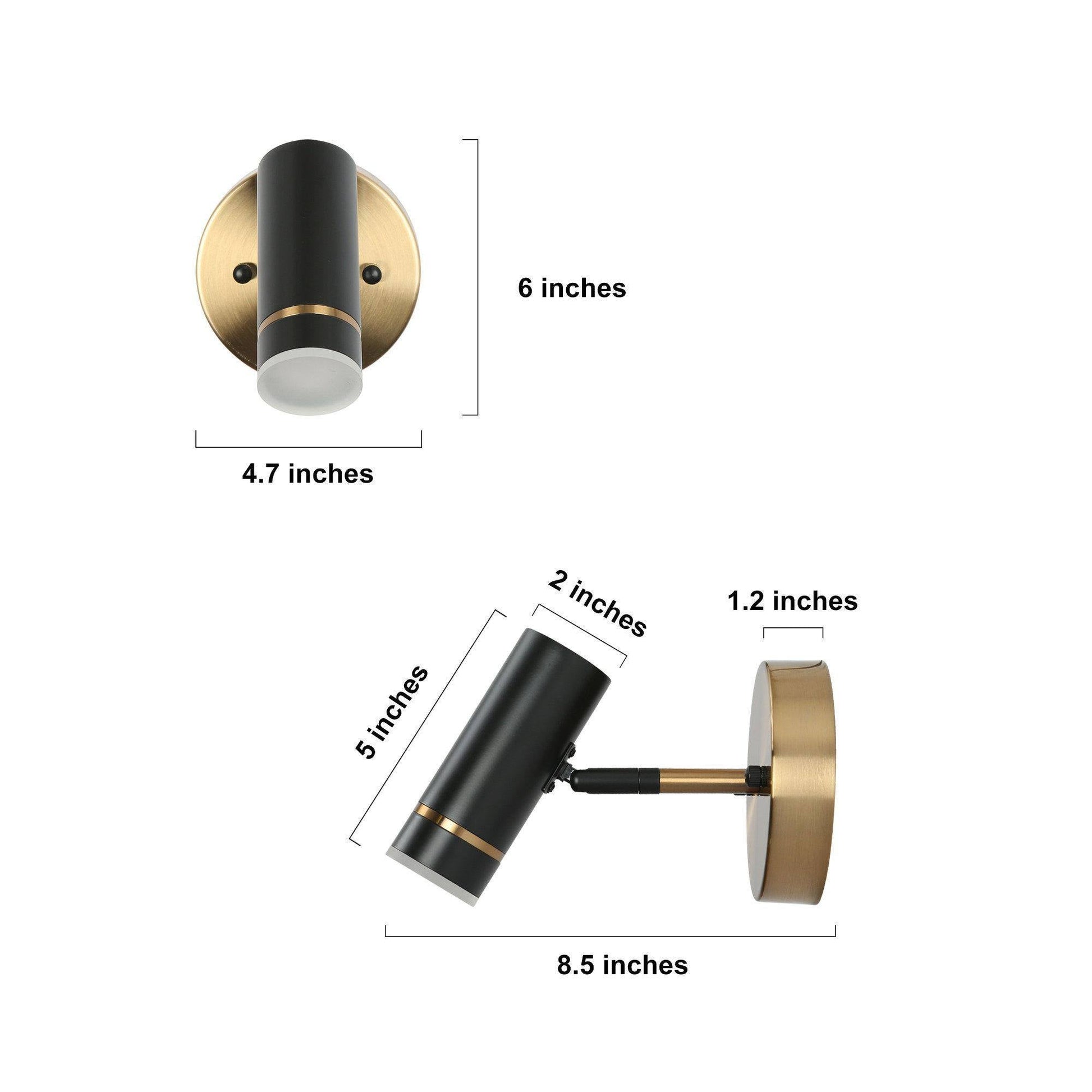 Floeice 1-Light Modern Black and Gold Cylinder LED Wall Sconces